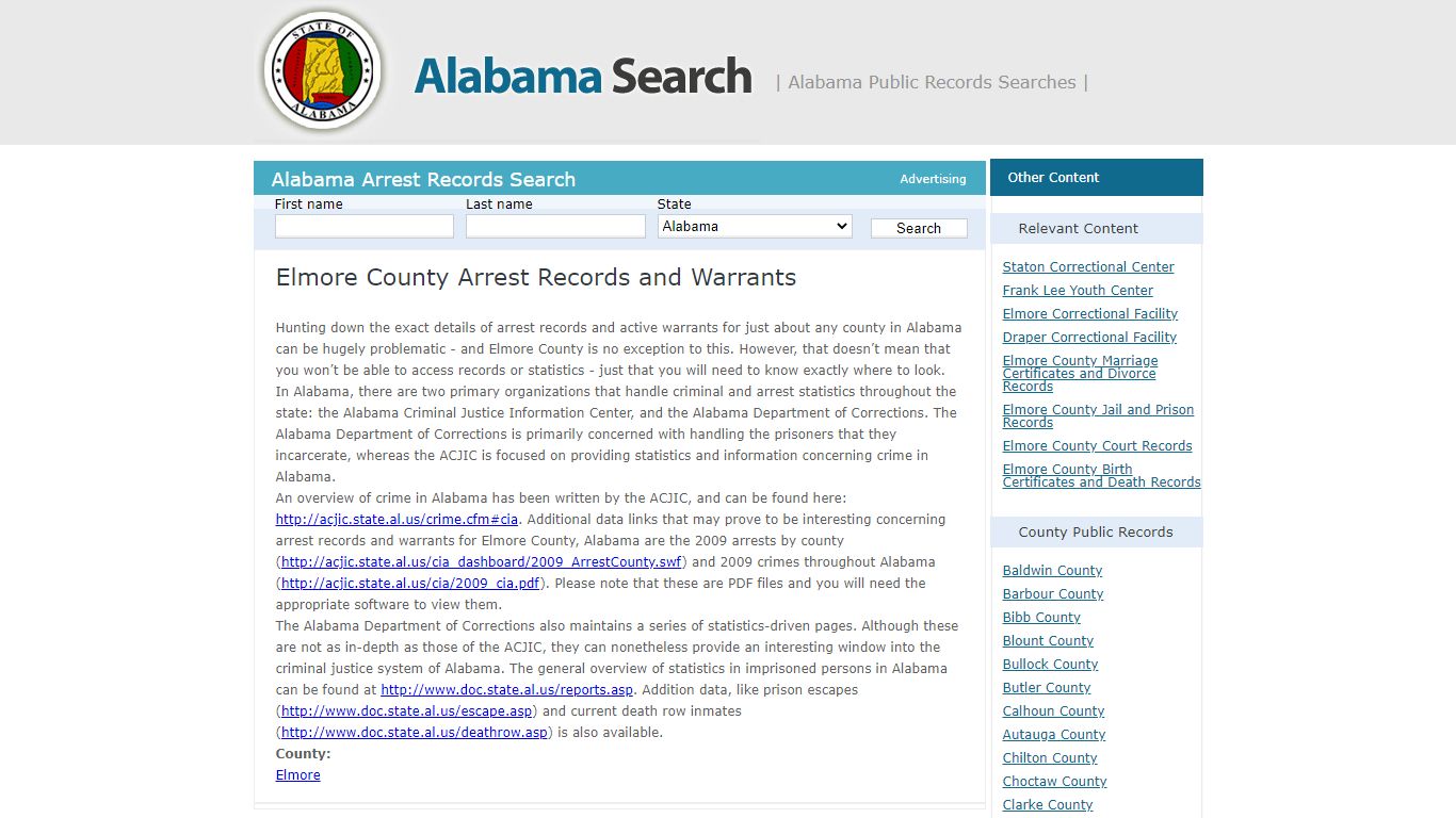 Elmore County Arrest Records and Warrants | Alabama - AL Search