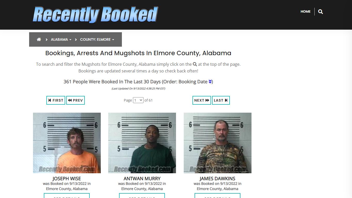 Recent bookings, Arrests, Mugshots in Elmore County, Alabama